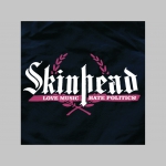 Skinhead Love Music Hate Politics - plavkové pánske kraťasy s pohodlnou gumou v páse a šnúrkou na dotiahnutie vhodné aj ako klasické kraťasy na voľný čas